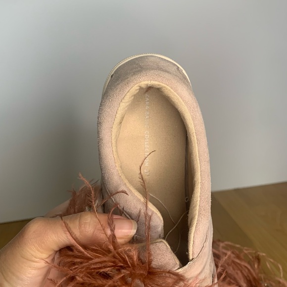 Zara Feathers Velvet Pink Shoes - Picture 7 of 12
